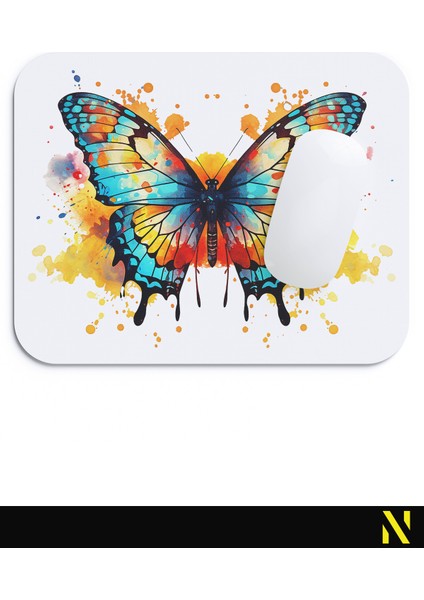 Kelebek Desenli Renkli Ergonomik Mouse Pad - 23 cm x 19 cm - Kaydırmaz Taban Ev ve Ofis Kullanımı Için Ideal Fare Altlığı Mousepad fırsatları