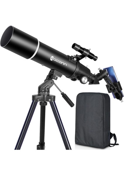 80MM Astronomi Teleskobu, Seyahat Tipi Refraktör, Yetişkin ve Yeni Başlayanlara Uygun