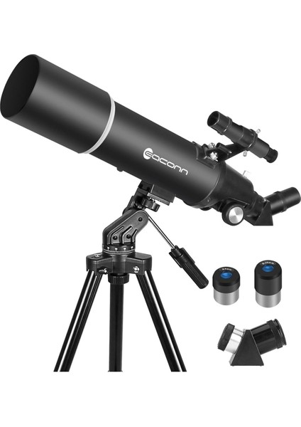 80MM Astronomi Teleskobu, Seyahat Tipi Refraktör, Yetişkin ve Yeni Başlayanlara Uygun fiyatları