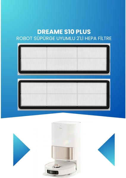 Dreame S10 Plus Robot Süpürge Uyumlu 2'li Hepa Filtre