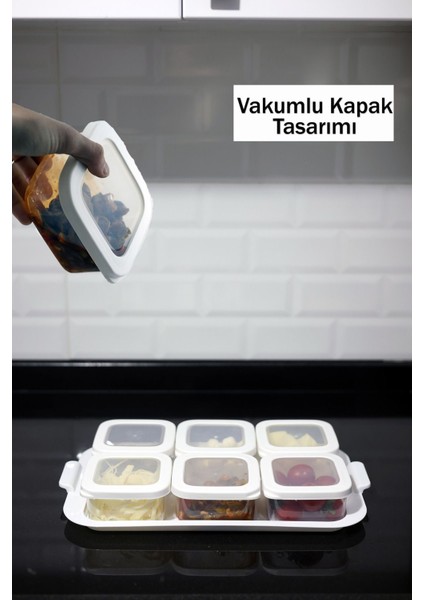 7 Parça Silikon Kapaklı Kahvaltılık Saklama Seti, Beyaz fiyatları