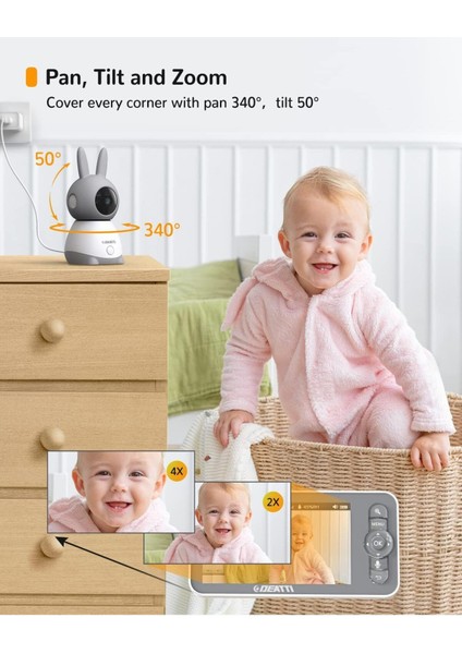 Kameralı Bebek Telsizi, 1080P Bebek Telsizi Videosu, 5" Bebek Monitörü, Kamera ve Uygulamalı modelleri