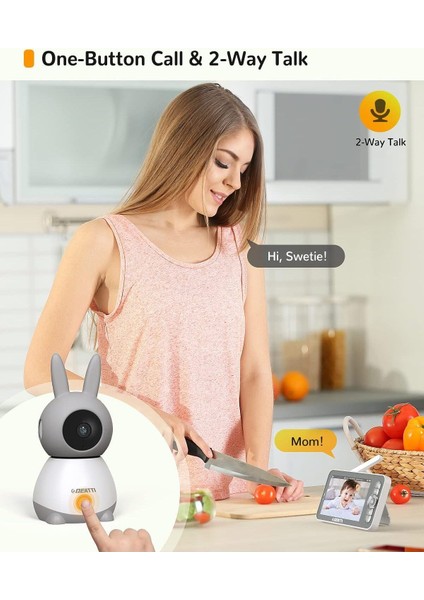 Kameralı Bebek Telsizi, 1080P Bebek Telsizi Videosu, 5" Bebek Monitörü, Kamera ve Uygulamalı indirimleri