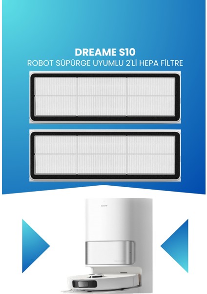 Dreame S10 Robot Süpürge Uyumlu 2'li Hepa Filtre