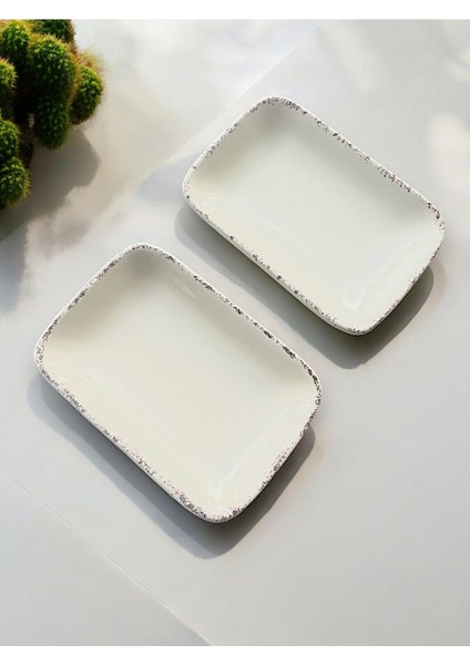 2'li Rustik Dikdörtgen Kahvaltılık Takımı 14X10CM Bej