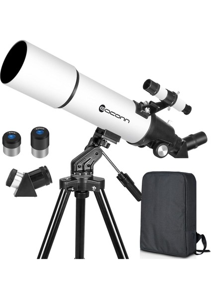 80MM Seyahat Tipi Astronomi Teleskobu, Yeni Başlayanlar ve Yetişkinler Için Setli