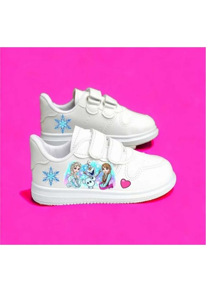 Kardan Adamlı Froze Baskılı Kız Çocuk Spor Ayakkabı Sneaker