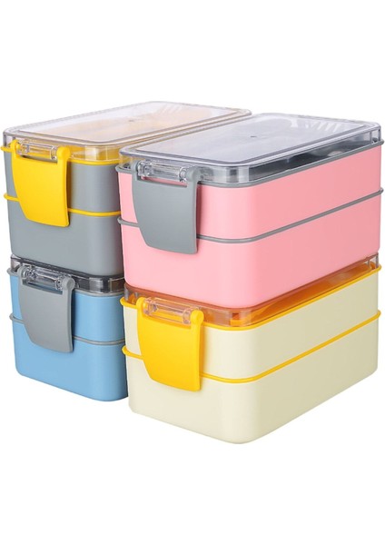 Turuncu 2 Katlı Hava ve Sızdırmaz Saklama Kabı, Kapaklı, Akrilik, Kahvaltılık Seti