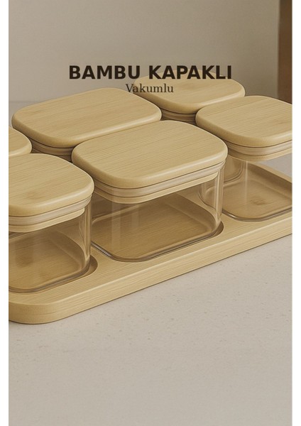 Bambu ve Borasilikat Camdan 13 Parçalık Vakumlu Kahvaltı Seti, Sunum Tepsili fiyatları