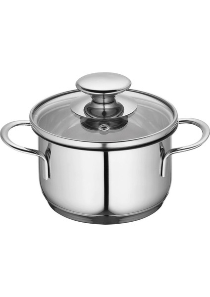 Mini Cook 12 cm Tencere, Cam Kapaklı Paslanmaz Çelik