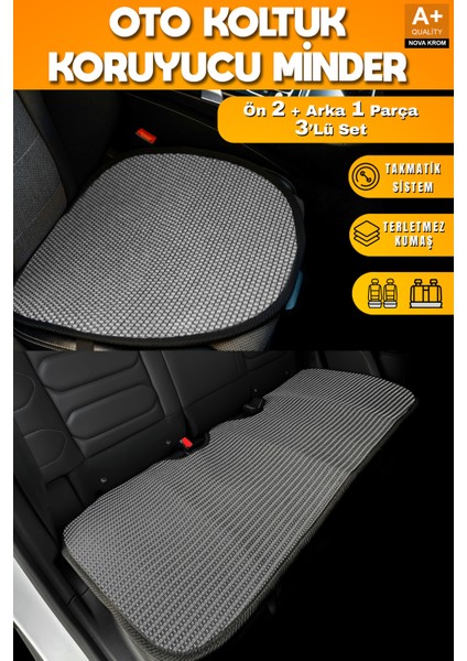 Oto Koltuk Koruyucu Alt Minder Füme Universal 2+1 Parça Ön Arka