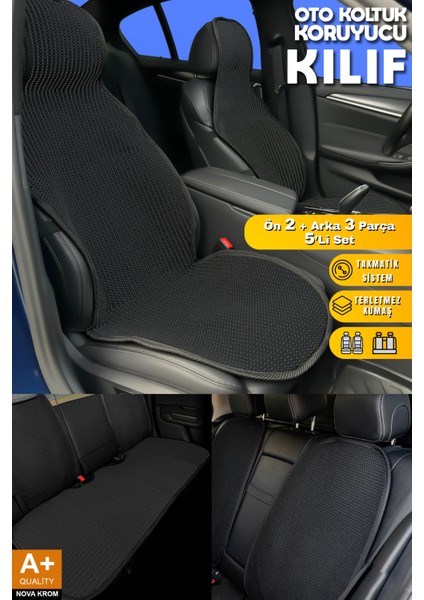Oto Koltuk Koruyucu Kılıf Set Siyah Universal 2+3 Parça Ön Arka