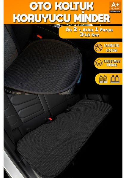 Oto Koltuk Koruyucu Alt Minder Siyah Universal 2+1 Parça Ön Arka