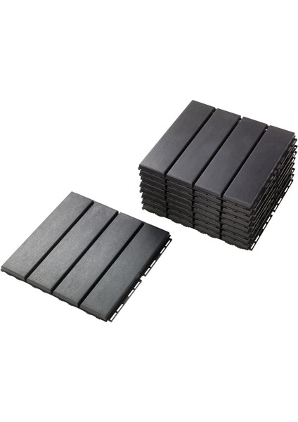 Runnen Yer Döşemesi Koyu Gri 0.81 M² 9 Adet 30X30 cm Balkon Teras Zemin Kaplama Dayanıklı Plastik Dekoratif
