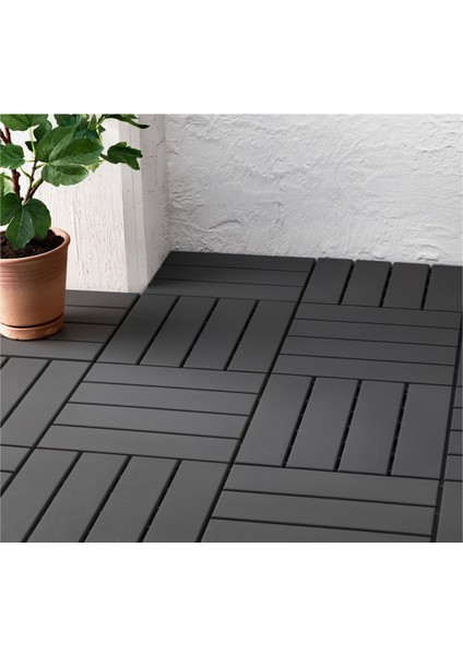Runnen Yer Döşemesi Koyu Gri 0.81 M² 9 Adet 30X30 cm Balkon Teras Zemin Kaplama Dayanıklı Plastik Dekoratif fiyatları