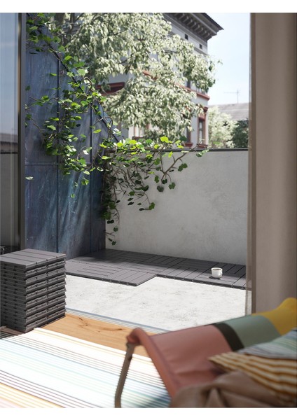 Runnen Yer Döşemesi Koyu Gri 0.81 M² 9 Adet 30X30 cm Balkon Teras Zemin Kaplama Dayanıklı Plastik Dekoratif modelleri