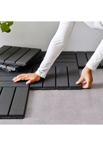 Runnen Yer Döşemesi Koyu Gri 0.81 M² 9 Adet 30X30 cm Balkon Teras Zemin Kaplama Dayanıklı Plastik Dekoratif indirimleri