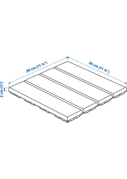 Runnen Yer Döşemesi Koyu Gri 0.81 M² 9 Adet 30X30 cm Balkon Teras Zemin Kaplama Dayanıklı Plastik Dekoratif