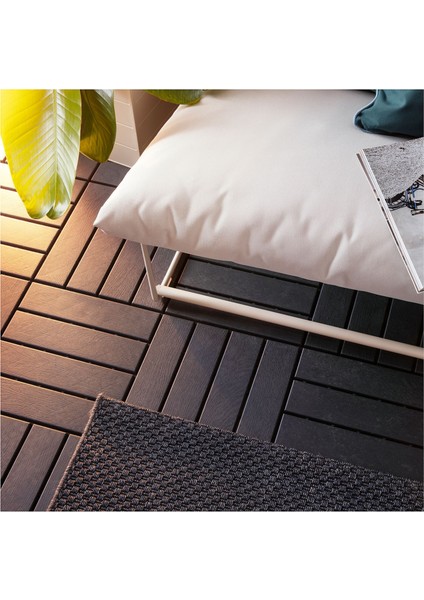 Runnen Yer Döşemesi Koyu Gri 0.81 M² 9 Adet 30X30 cm Balkon Teras Zemin Kaplama Dayanıklı Plastik Dekoratif