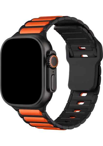 Apple Watch 10 9 8 7 6 Se Ultra Uyumlu 42 44 45 46 49MM Çift Renk Bakla Desen Hibrit Silikon Kordon