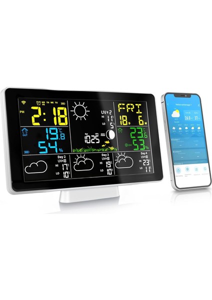 Wifi Hava Istasyonu, Dış Sensörlü, Uygulamalı, 4 Günlük Tahminli