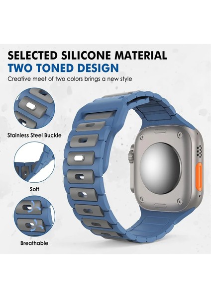 Apple Watch 10 9 8 7 6 Se Ultra Uyumlu 42 44 45 46 49MM Çift Renk Bakla Desen Hibrit Silikon Kordon modelleri