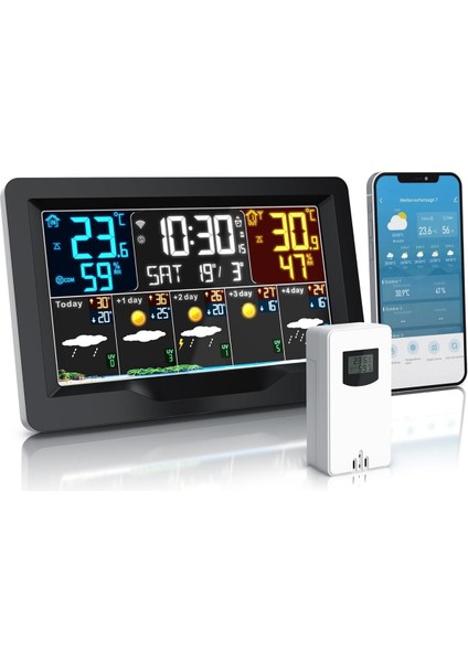 Wifi Hava Istasyonu, Dış Sensörlü, Tuya ve Smart Life Uyumlu