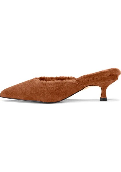Brenda 2.0 Süet Shearling Kadın Mule Topuklu Terlik