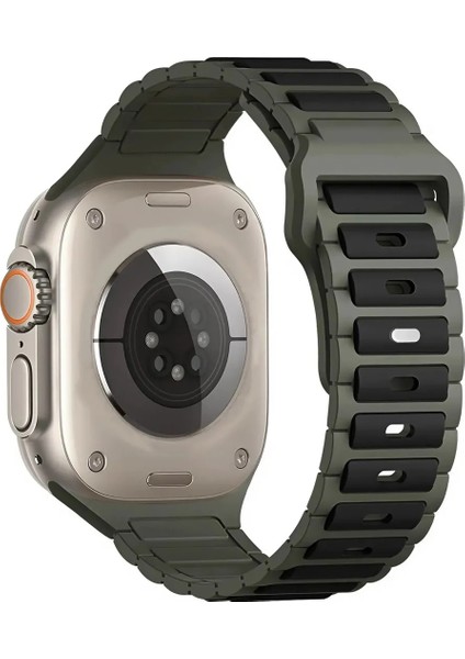 Apple Watch 10 9 8 7 6 Se Ultra Uyumlu 42 44 45 46 49MM Çift Renk Bakla Desen Hibrit Silikon Kordon fiyatları