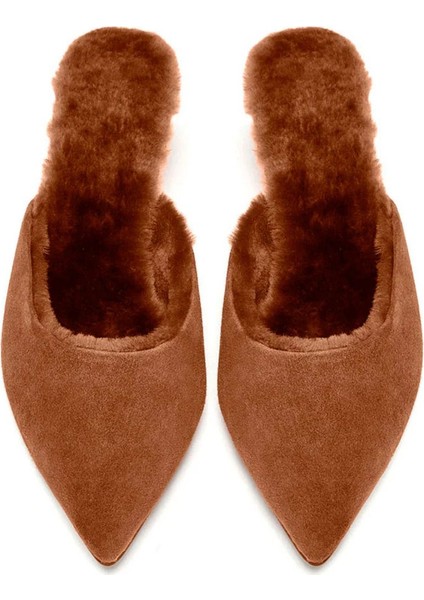 Brenda 2.0 Süet Shearling Kadın Mule Topuklu Terlik modelleri