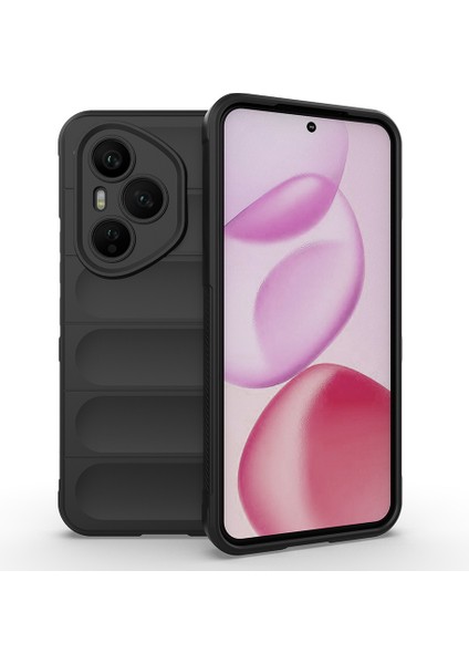 Honor 400 Pro Kılıf Esnek Tpu Oyuklu Arka Yüzey Tasarımlı Tknc Etnik Silikon Kapak - Siyah