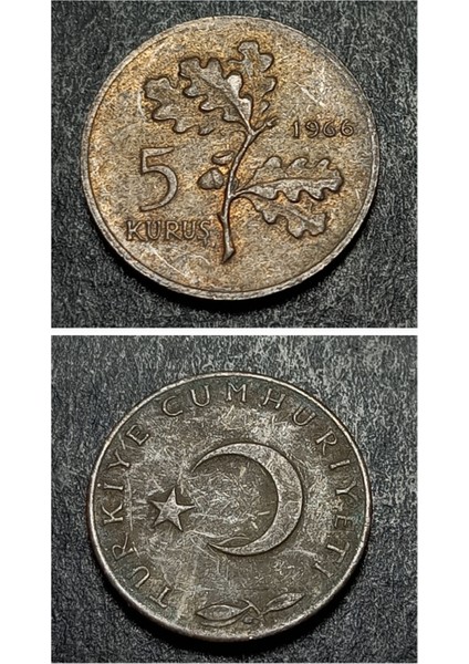 399636873427D84122 5 Kuruş 1966 Eski Madeni Para