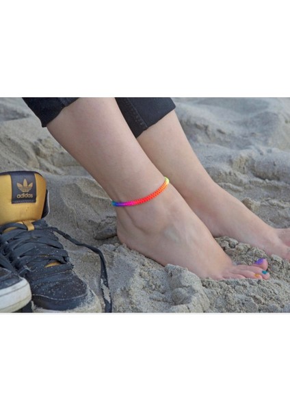 Rengarenk Gökkuşağı Örgü Ip Halhal