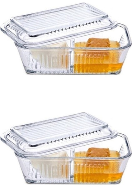 Bölmeli Saklama Kabı, Reçellik ve Kahvaltılık, 2'li Set, Beyaz
