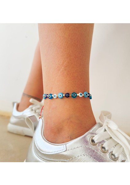 Cam Nazar Boncuklu Küplü Ip Halhal