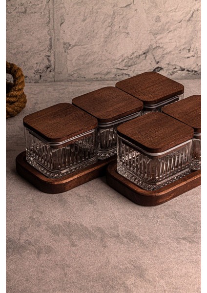 8 Parça Ahşap ve Cam Kapaklı Çok Amaçlı Kahvaltı Seti 230ML indirimleri