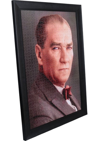 Mustafa Kemal Atatürk Lüks Çerçeveli Asılabilir 1000 Parça Hazır Puzzle 68*48 cm -Siyah Renk Çerçeve fiyatları