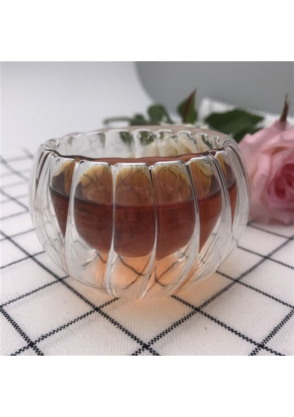 Desenli Cam Mini Sosluk, Şekerlik, Kahvaltılık, Sunum Kase, Çift Cidarlı, Şık Tasarım