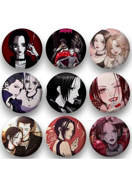 9 Adet Anime Nana Osaki Ai Yazawa Temalı Rozet 44 mm