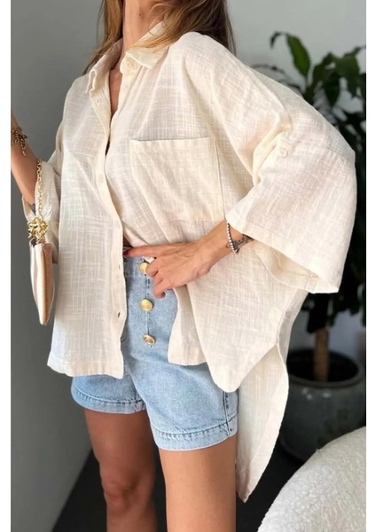 Düşük Kollu Oversize Gömlek