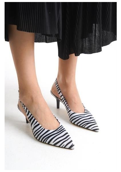 Kadın Crts Zebra Desenli Arka Açık Stiletto Ayakkabı fiyatları