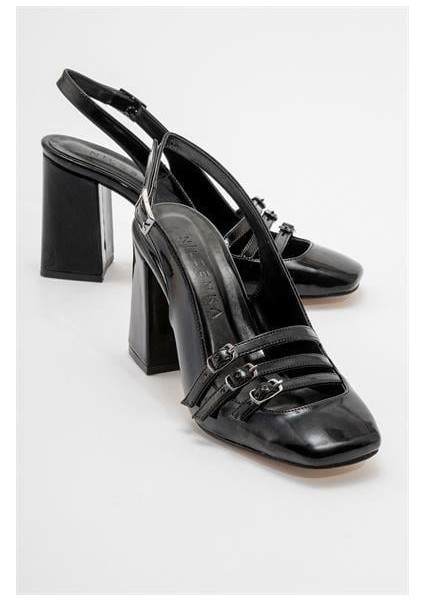 Kadın Zbro Siyah Rugan Tokalı Ayakkabı