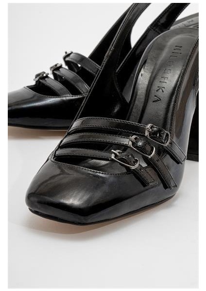 Kadın Zbro Siyah Rugan Tokalı Ayakkabı