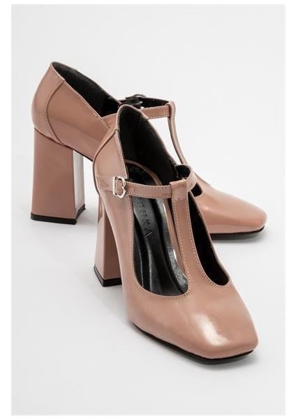 Kadın Omr Somon Rugan Kalın Topuklu Ayakkabı