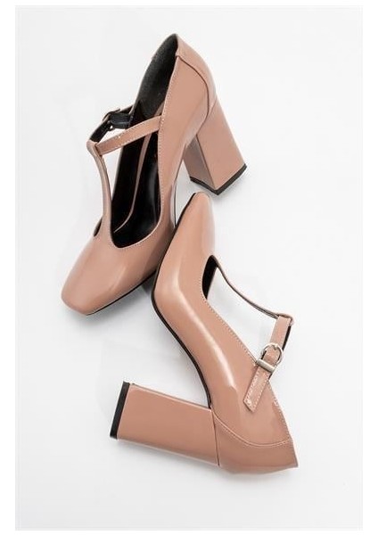 Kadın Omr Somon Rugan Kalın Topuklu Ayakkabı modelleri