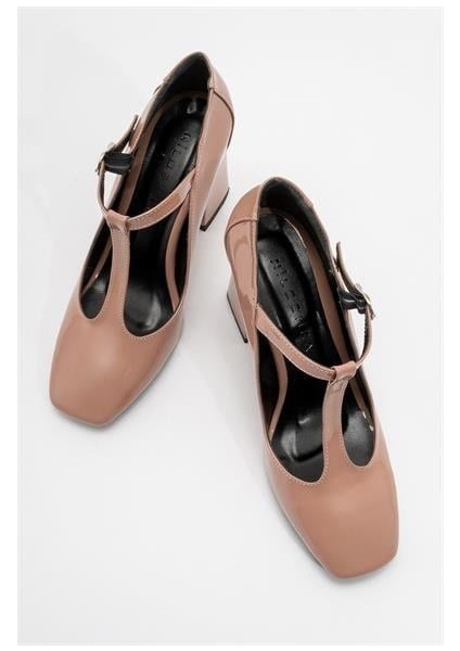 Kadın Omr Somon Rugan Kalın Topuklu Ayakkabı fırsatları