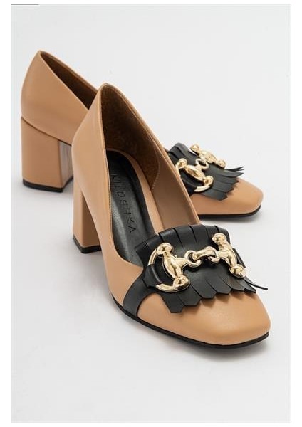 Kadın Mnc Nude Tokalı Kalın Topuklu Ayakkabı