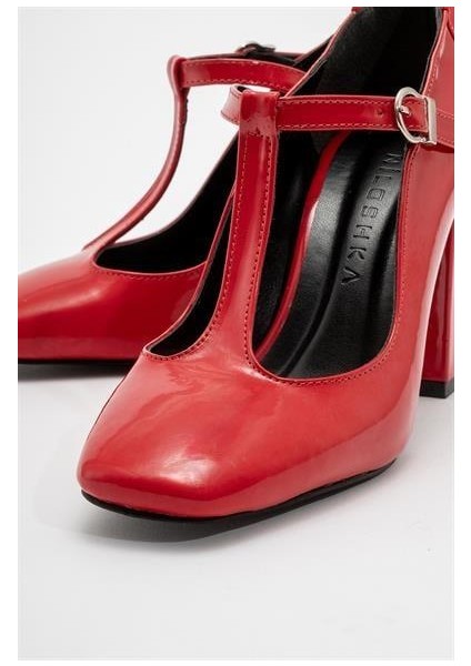 Kadın Omr Kırmızı Rugan Kalın Topuklu Ayakkabı fiyatları