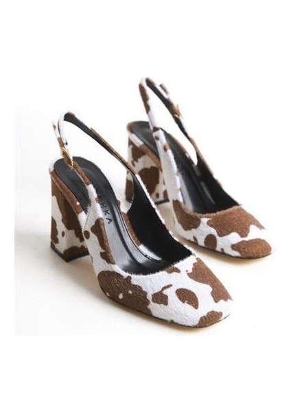 Kadın Psc Gv Inek Desen Topuklu Ayakkabı