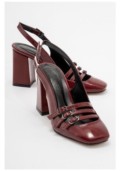 Kadın Zbro Bordo Rugan Tokalı Ayakkabı